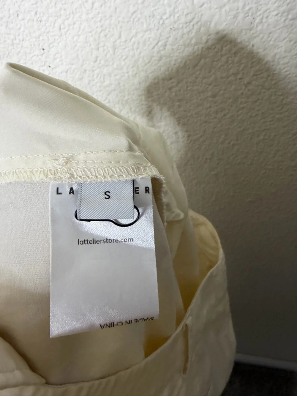 Lattelier Linen Blend Tapered Trouser Pants Pleated Ivory Cream‎ Size S